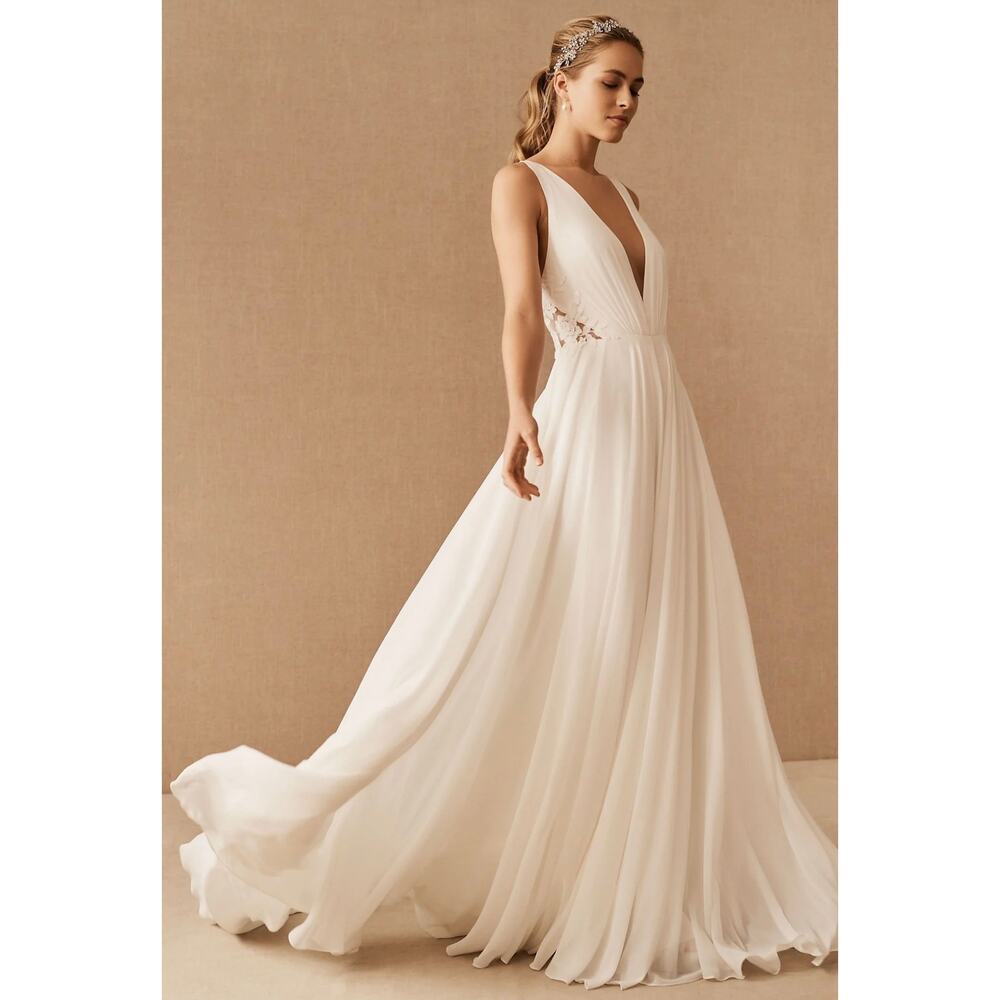 Jenny by Jenny Yoo Elinor Bridal Gown Floral Lace V Neck Wedding Dress NWOT 4